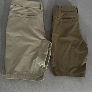 2 lululemon athletica Men's Khaki and Brown Flat Front Shorts